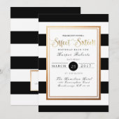 シックおよびフォーマルSweet sixteen |金ゴールドと黒 招待状 (正面/裏面)