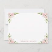 シックお洒落かわいいライオン赤面ピンクフローラ ノートカード (裏面)