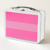 シックお洒落な2トーンブライトピンクシームレストライプス メタルランチボックス (正面)