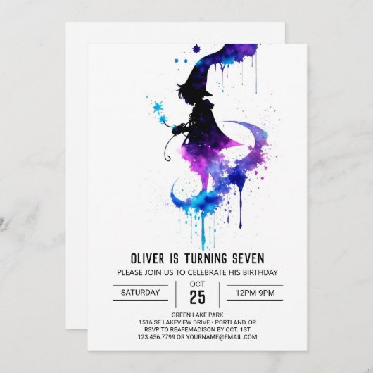 シックお洒落ウィザード誕生日 招待状 (正面/裏面)