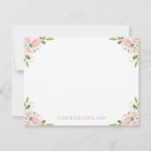 シックお洒落ウッドランドアニマルズ赤面ピンクフローラ ノートカード (裏面)