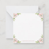 シックお洒落ウッドランドアニマルズ赤面ピンクフローラ ノートカード (裏面)