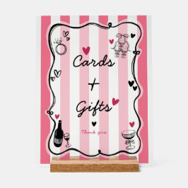 シックお洒落ハンドドローブライダルシャワー卓上 アクリルサイン