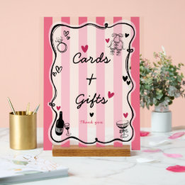 シックお洒落ハンドドローブライダルシャワー卓上 アクリルサイン