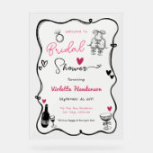 シックお洒落ハンドドローブライダルシャワー アクリルサイン (正面)