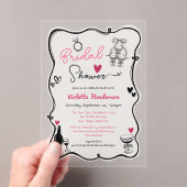 シックお洒落ハンドドローブライダルシャワー アクリル招待状 (インサイチュ (ポータブル))