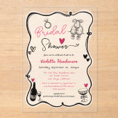 シックお洒落ハンドドローブライダルシャワー アクリル招待状 (正面)