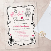 シックお洒落ハンドドローブライダルシャワー アクリル招待状