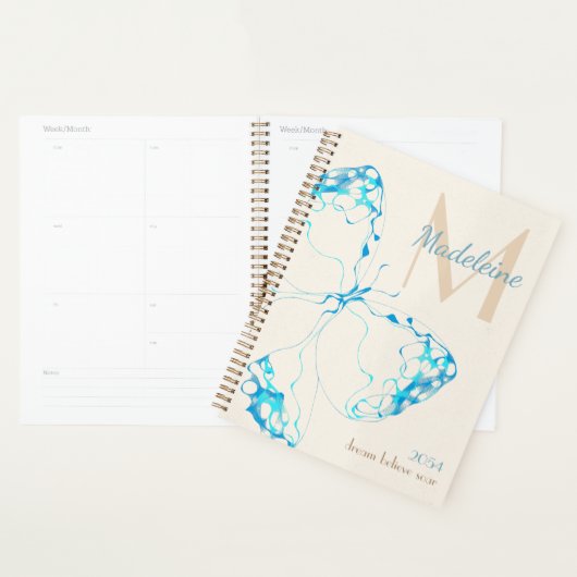 シックお洒落バタフライエレガントモノグラム引用文 プランナー手帳 (ディスプレー)