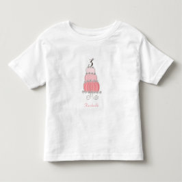 シックお洒落ピンクケーキガールの誕生日パーティー トドラーTシャツ
