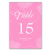 シックお洒落ピンクペイズリー結婚ズ テーブルナンバー (正面)