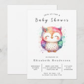 シックお洒落フクロウ赤ちゃんシャワー 招待状 (正面/裏面)