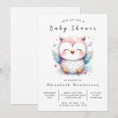 シックお洒落フクロウ赤ちゃんシャワー 招待状 (正面/裏面)