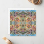 シックお洒落フラワーガーデンウォーター絵画カラー ノートカード (正面/裏面インサイチュ)