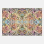 シックお洒落フラワーガーデンウォーター絵画カラー ラッピングペーパーシート (正面3)