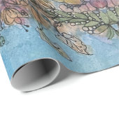 シックお洒落フラワーガーデンウォーター絵画カラー ラッピングペーパー (ロールコーナー)