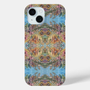 シックお洒落フラワーガーデンウォーター絵画カラー iPhone 15ケース
