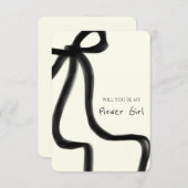 シックお洒落ブラックボウフラワーガールプロポーズカード 招待状 (正面/裏面)