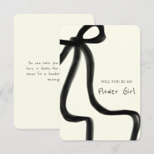 シックお洒落ブラックボウフラワーガールプロポーズカード 招待状