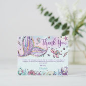 シックお洒落マーメイドテールベイビーシャワー誕生日 サンキューカード (スタンド正面)