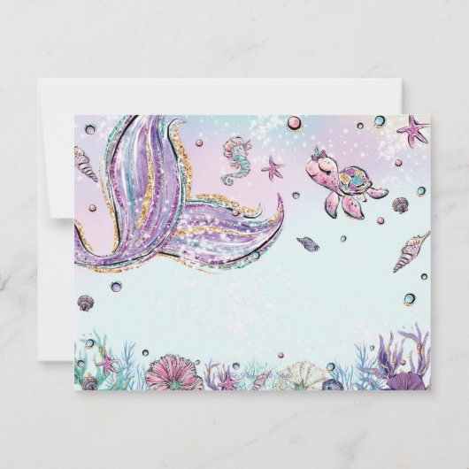 シックお洒落マーメイドテールベイビーシャワー誕生日 サンキューカード (裏面)