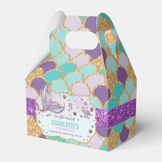 シックお洒落マーメイド誕生日パーティーありがとう フェイバーボックス (裏面サイド)