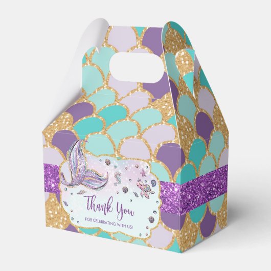 シックお洒落マーメイド赤ちゃんシャワー女の子ありがとう フェイバーボックス (裏面サイド)