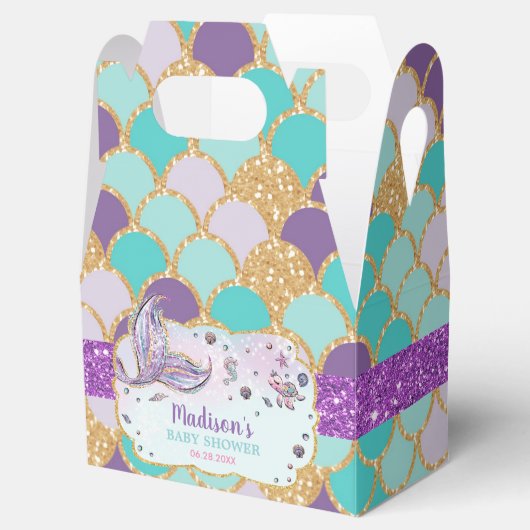 シックお洒落マーメイド赤ちゃんシャワー女の子ありがとう フェイバーボックス (オープン)