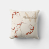 シックお洒落レッドエレガントバタフライモノグラム クッション (正面)