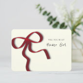 シックお洒落レッドボウフラワーガールプロポーズカード 招待状 (スタンド正面)