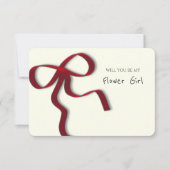 シックお洒落レッドボウフラワーガールプロポーズカード 招待状 (正面)