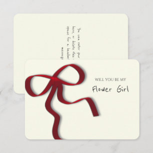 シックお洒落レッドボウフラワーガールプロポーズカード 招待状