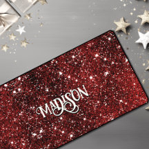 シックお洒落レッド黒グリッターモノグラム