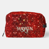 シックお洒落レッド黒グリッターモノグラム ドップキット (裏面)