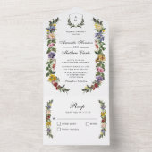 シックお洒落ヴィンテージフローラモノグラ結婚ム オールインワン招待状 (内側)