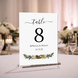 シックお洒落ヴィンテージフローラモノグラ結婚ム テーブルナンバー