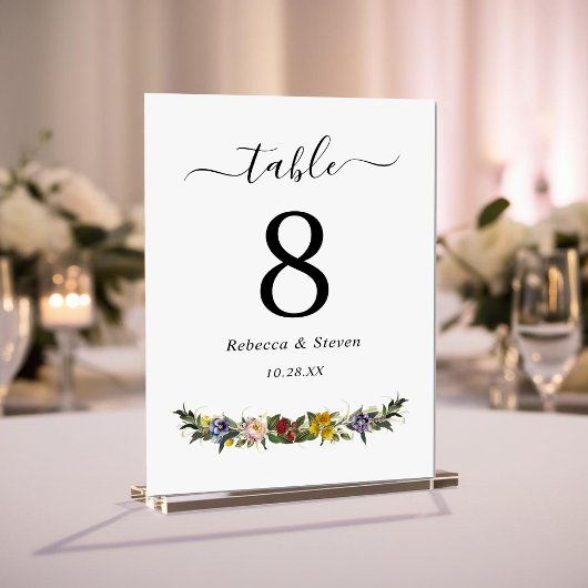 シックお洒落ヴィンテージフローラモノグラ結婚ム テーブルナンバー