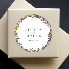 シックお洒落ヴィンテージフローラモノグラ結婚ム ラウンドシール