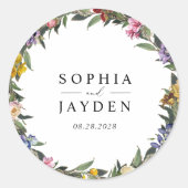 シックお洒落ヴィンテージフローラモノグラ結婚ム ラウンドシール (正面)