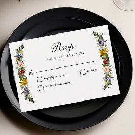 シックお洒落ヴィンテージフローラモノグラ結婚ム 出欠カード