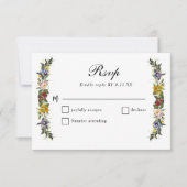 シックお洒落ヴィンテージフローラモノグラ結婚ム 出欠カード (正面)