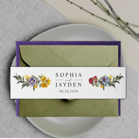 シックお洒落ヴィンテージフローラモノグラ結婚ム 招待状ベリーバンド