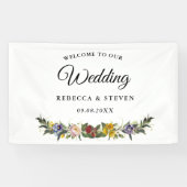 シックお洒落ヴィンテージフローラモノグラ結婚ム 横断幕 (横)