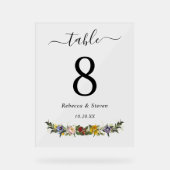 シックお洒落ヴィンテージ結婚フローラのテーブル番号 アクリルサイン (正面)
