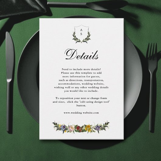 シックお洒落ヴィンテージ結婚フローラ詳細 エンクロージャーカード