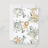 シックお洒落·グリーンリー·ジャングルの動物たちがベビーシャワー 招待状 (裏面)