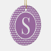 シックかわいいイニシャルレター水玉模様 セラミックオーナメント (右)