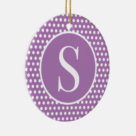 シックかわいいイニシャルレター水玉模様 セラミックオーナメント (右)