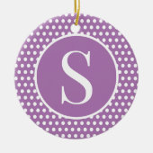 シックかわいいイニシャルレター水玉模様 セラミックオーナメント (正面)