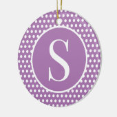 シックかわいいイニシャルレター水玉模様 セラミックオーナメント (左)